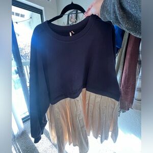 Chic Black and Beige Two-Tone Dress